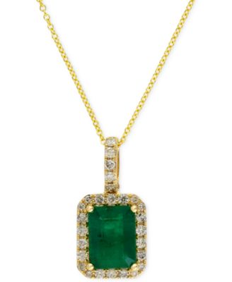 EFFY Collection - Emerald (1-3/8 ct. t.w.) and Diamond (1/4 ct. t.w.) Pendant Necklace in 14k Gold
