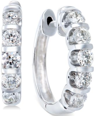 Macy's Brand - Diamond Hoop Earrings in 14k White Gold (1-1/2 ct. t.w.)