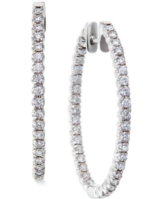 Macy's Brand - Diamond Hoop Earrings in 14k White Gold (2 ct. t.w.)