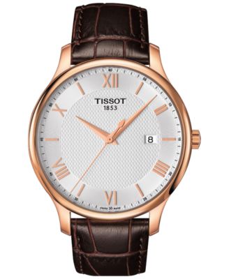 Tissot - Men's Swiss Tradition Brown Leather Strap Watch 42mm 758499248976