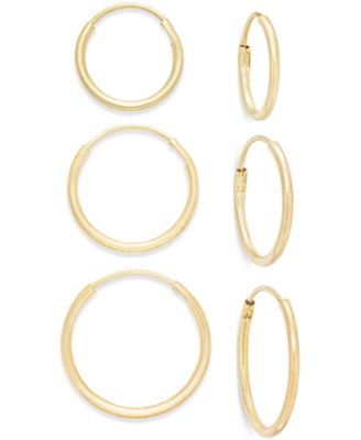 Macy's Brand - Polished Hoop Earring Set ion 10k Gold