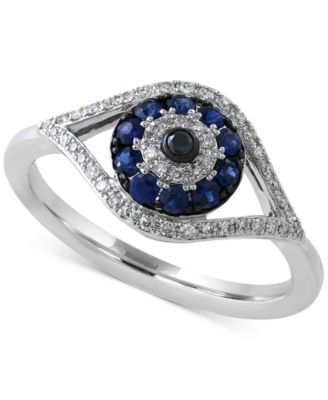 EFFY Collection - EFFY&reg; Sapphire (1/4 ct. t.w.) and Diamond (1/6 ct. t.w.) Evil Eye Ring in 14k Gold