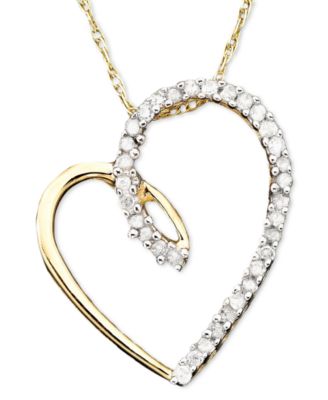 Macy's Brand - Diamond Heart Pendant Necklace in 14k Gold (1/10 ct. t.w.)