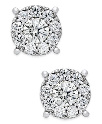 Macy's Brand - Diamond Cluster Stud Earrings (1 ct. t.w.) in 14k White Gold