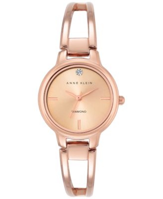 Anne Klein - Women's Diamond Accent Rose Gold-Tone Stainless Steel Bracelet Watch 30mm AK-2626RGRG