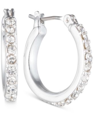 Anne Klein - Silver-Tone Crystal Small Hoop Earrings