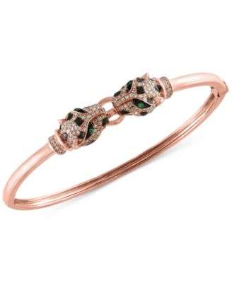 EFFY Collection - Diamond (3/4 ct. t.w.) and Tsavorite Accent Bangle Bracelet in 14k Rose Gold