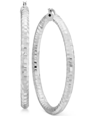 Macy's Brand - Textured Hoop Earrings in Sterling Silver