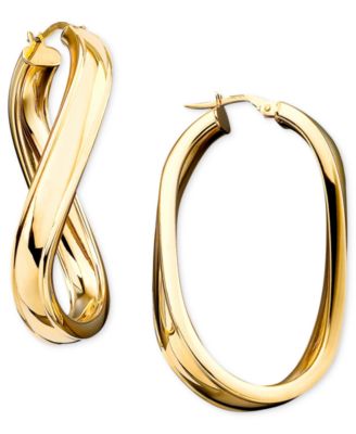 Italian Gold - Oval Hoop Earrings in 14k Gold