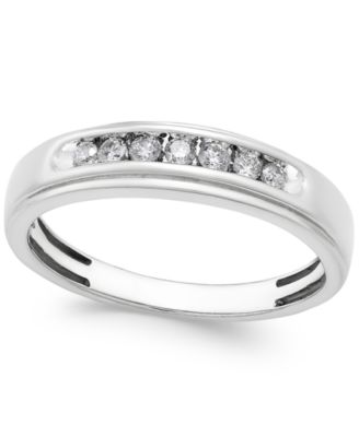 Macy's Brand - Men's Diamond Band (1/4 ct. t.w.) in 10k White Gold