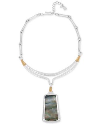 Robert Lee Morris Soho - Two-Tone Sculptural Stone Pendant Necklace