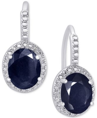 Macy's - Sapphire (6 ct. t.w.) and Diamond Accent Drop Earrings in Sterling Silver