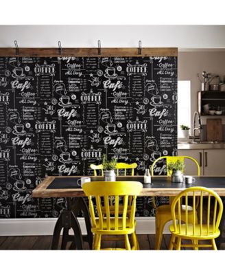 Graham & Brown - Coffee Shop Black and White Wallpaper