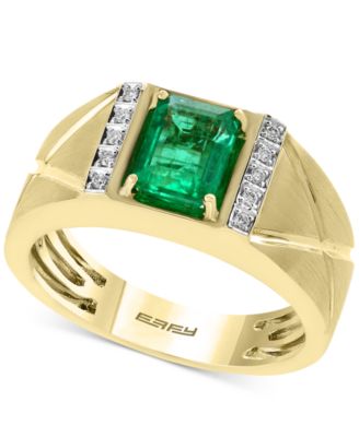 EFFY Collection - Men's Emerald (1-3/8 ct. t.w.) and Diamond Accent Ring in 14k Gold
