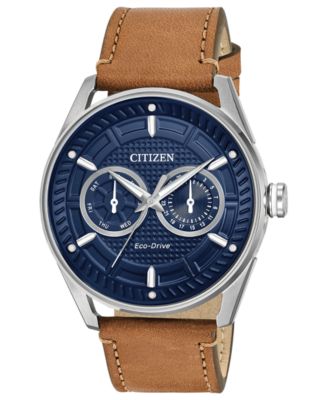 Citizen - Men's Brown Leather Strap Watch 42mm