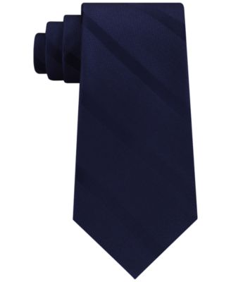 Tommy Hilfiger - Men's Solid Textured Stripe Silk Tie