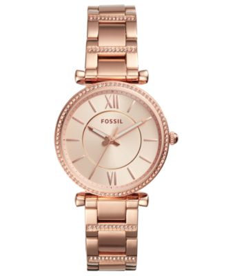 Fossil - Women's Carlie Rose Gold-Tone Stainless Steel Bracelet Watch 35mm