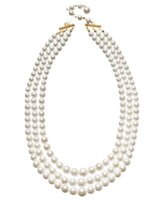 Charter Club - Three Row White Simulated Pearl (10 mm)