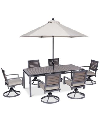 VSUserMacys5 - Marlough II Outdoor Aluminum 7-Pc. Dining Set (84" x 42" Dining Table and 6 Swivel Rockers) with Sunbrella&reg; Cushions