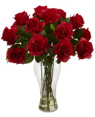 Nearly Natural - Blooming Roses with Vase