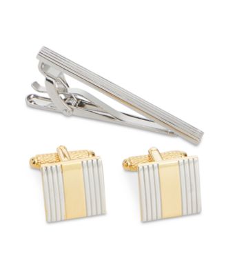 Perry Ellis Portfolio - Men's Classic Cuff Links & Tie Bar Set