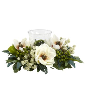 Nearly Natural - Artificial Magnolia Floral Candelabrum