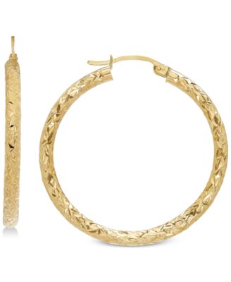 Macy's Brand - Textured Hoop Earrings in 14k Gold