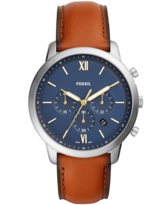 Fossil - Men's Chronograph Neutra Brown Leather Strap Watch 44mm