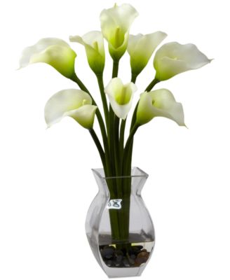 Nearly Natural - Classic Calla Lily Arrangement in Glass Vase