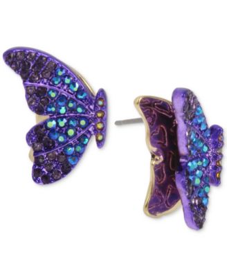 Betsey Johnson - Two-Tone Pav&eacute; Butterfly Stud Earrings