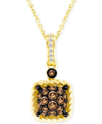 Le Vian - Chocolatier&reg; Chocolate&reg; & Vanilla&reg; Diamond Square Cluster 18" Pendant Necklace (3/8 ct. t.w.) in 14k Gold