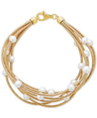 Macy's Brand - Cultured Freshwater Pearl (5-1/2mm) Multi-Row Bracelet in 14k Gold-Plated Sterling Silver