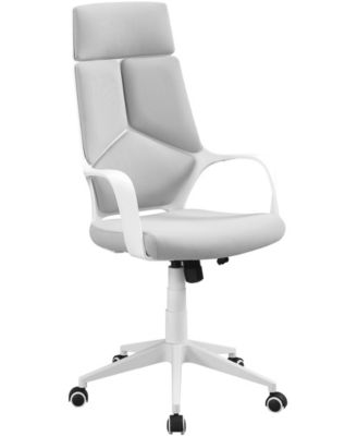Monarch Specialties - Office Chair - White Grey Fabric High Back Executive