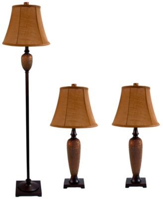 All The Rages - Hammered Bronze Three Pack Lamp Set (2 Table Lamps, 1 Floor Lamp)
