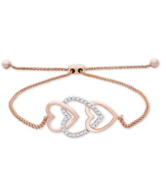Wrapped - Diamond Multi-Heart Bolo Bracelet (1/10 ct. t.w.) in 14k Rose Gold
