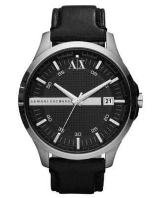A|X Armani Exchange - Watch, Men's Black Leather Strap 46mm X2101