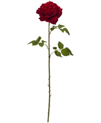 Nearly Natural - 33" Elegant Red Giant Rose Artificial Flower, Set of 4