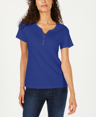 Karen Scott - Petite Cotton Henley Top