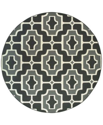 Oriental Weavers - Marina 1491Z Black/Gray 7'10" Indoor/Outdoor Round Area Rug
