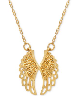 Italian Gold - Angel Wing 17" Pendant Necklace in 10k Gold