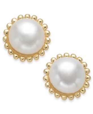 Giani Bernini - Freshwater Pearl (5mm) Stud Earrings in 18k Gold-Plated Sterling Silver