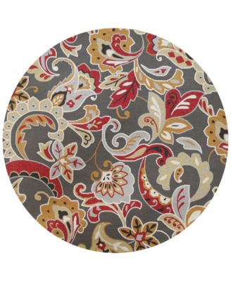 Kas - Harbor Flora 4213 Taupe 7'6" Indoor/Outdoor Round Area Rug