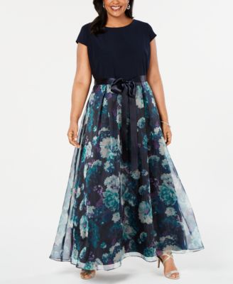 SL Fashions - Plus Size Floral-Skirt Gown