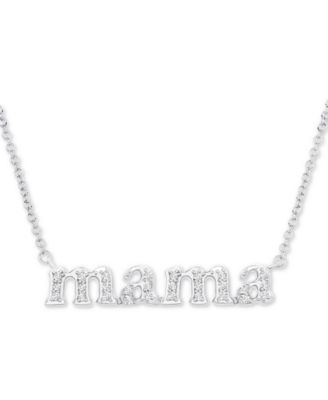 Macy's - Diamond Mama Pendant Necklace (1/6 ct. t.w.) in Sterling Silver, 18" + 2" extender