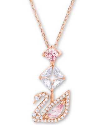 Swarovski - Rose Gold-Tone Crystal Iconic Swan Pendant Necklace, 14-7/8" + 2" extender
