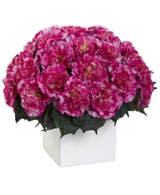 Nearly Natural - Carnation Arrangement w/Vase