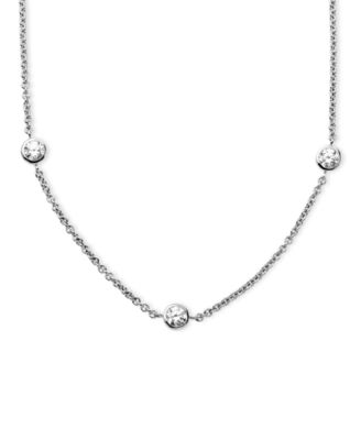 Arabella - Sterling Silver Necklace, White Round-Cut Cubic Zirconia 7-Station Necklace (3-1/6 ct. t.w.)