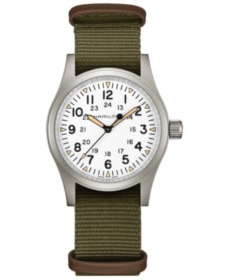 Hamilton - Men's Swiss Mechanical Khaki Field Green Nato Strap Watch 38mm