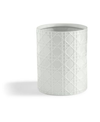 Cassadecor - Wicker Embossed Porcelain Waste Basket
