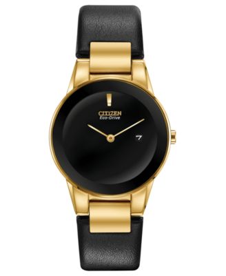 Citizen - Women's Axiom Black Leather Strap Watch 30mm